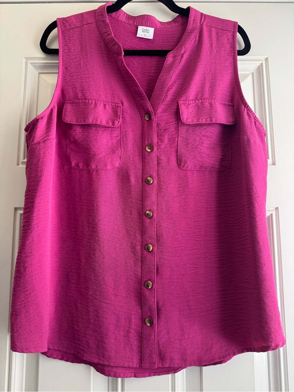croft & barrow Sleeveless Button-Front Tank Top in Fuchsia Pink